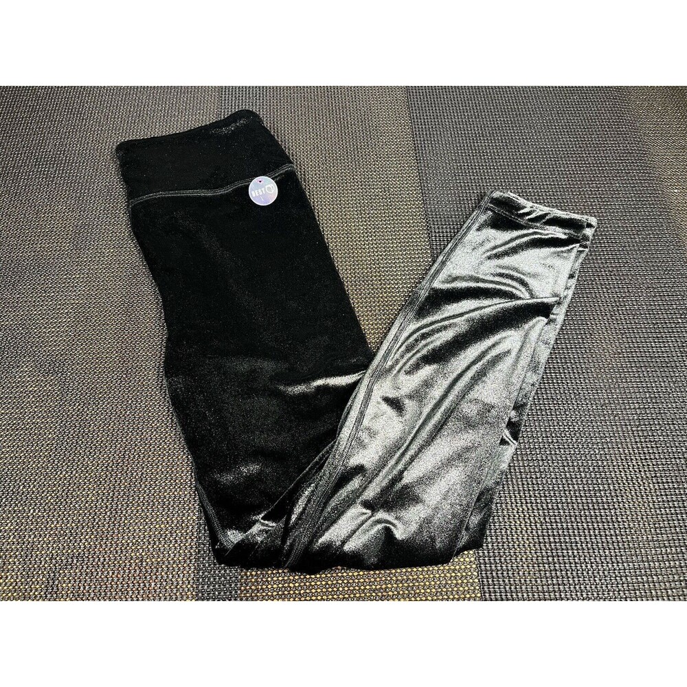 PINK Leggings‎ Womens Large Velvet Ultimate Victoria's Secret Black High Waisted